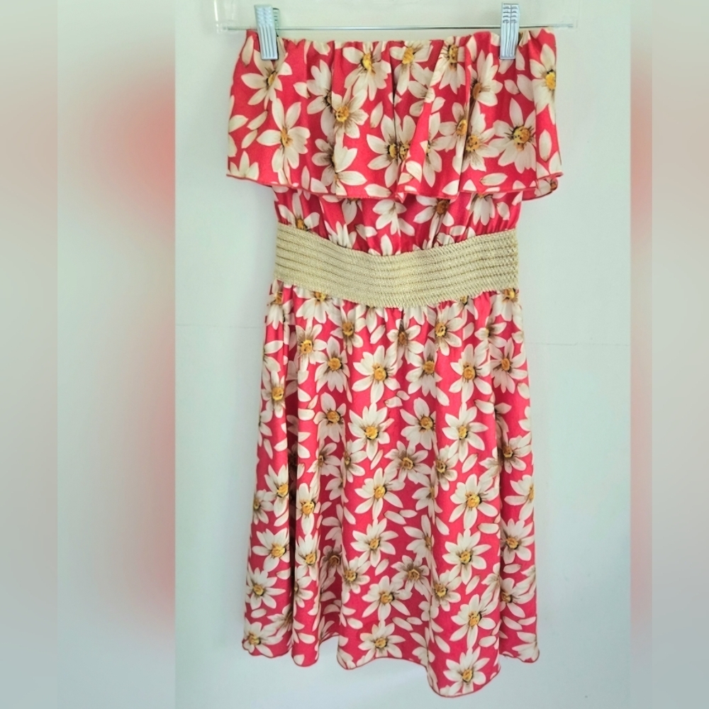 Ocean Drive Strapless Red Floral Dress